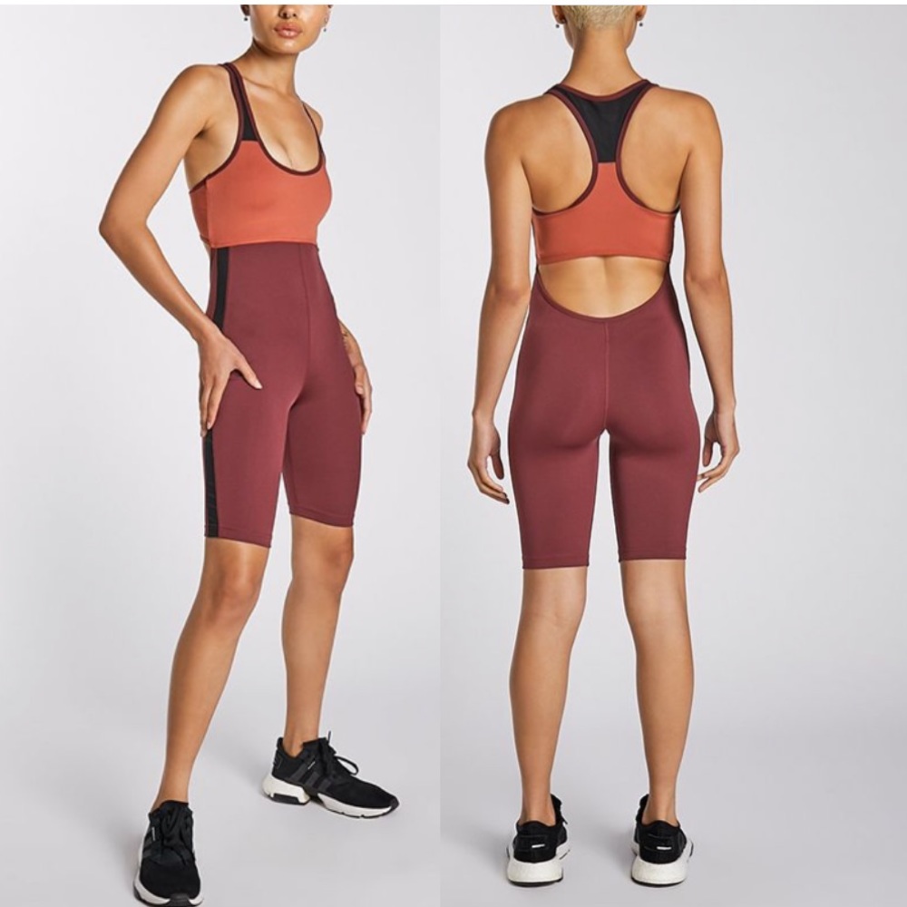 SECNDNTURE biker suit yoga athletic open racer back colorblock women size XS